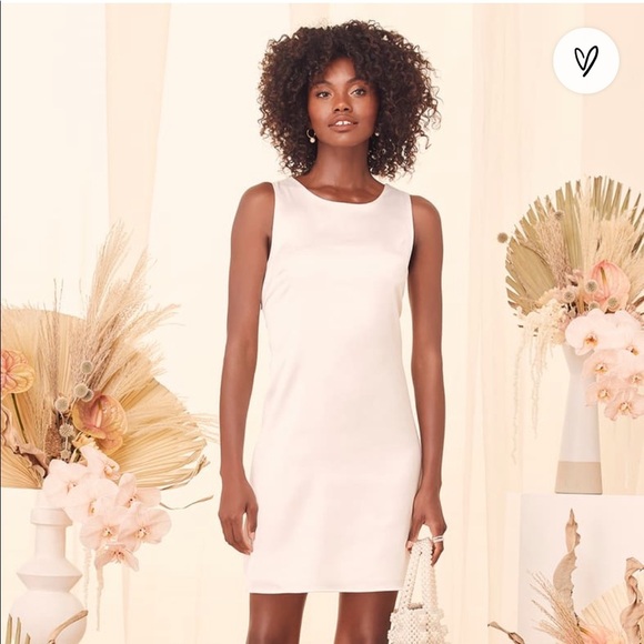 NWT Lulus Joyful White Satin Tie-Back Mini Dress - Picture 5 of 10